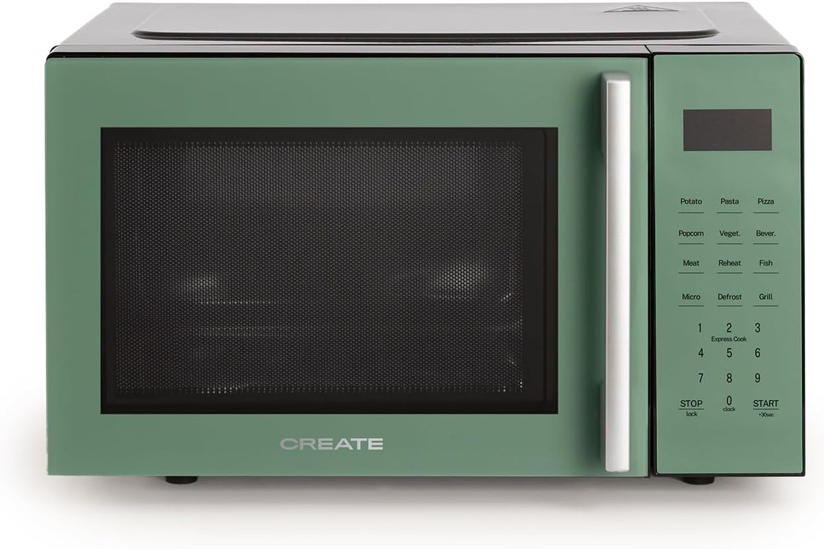 Grill Create Magnetron Studio / magnetron, met grillfunctie en oven groen / inhoud 23 l, bord Ø 28,5 mm, 1000 W, 10 standen, 3 grillmodi, LED-display
