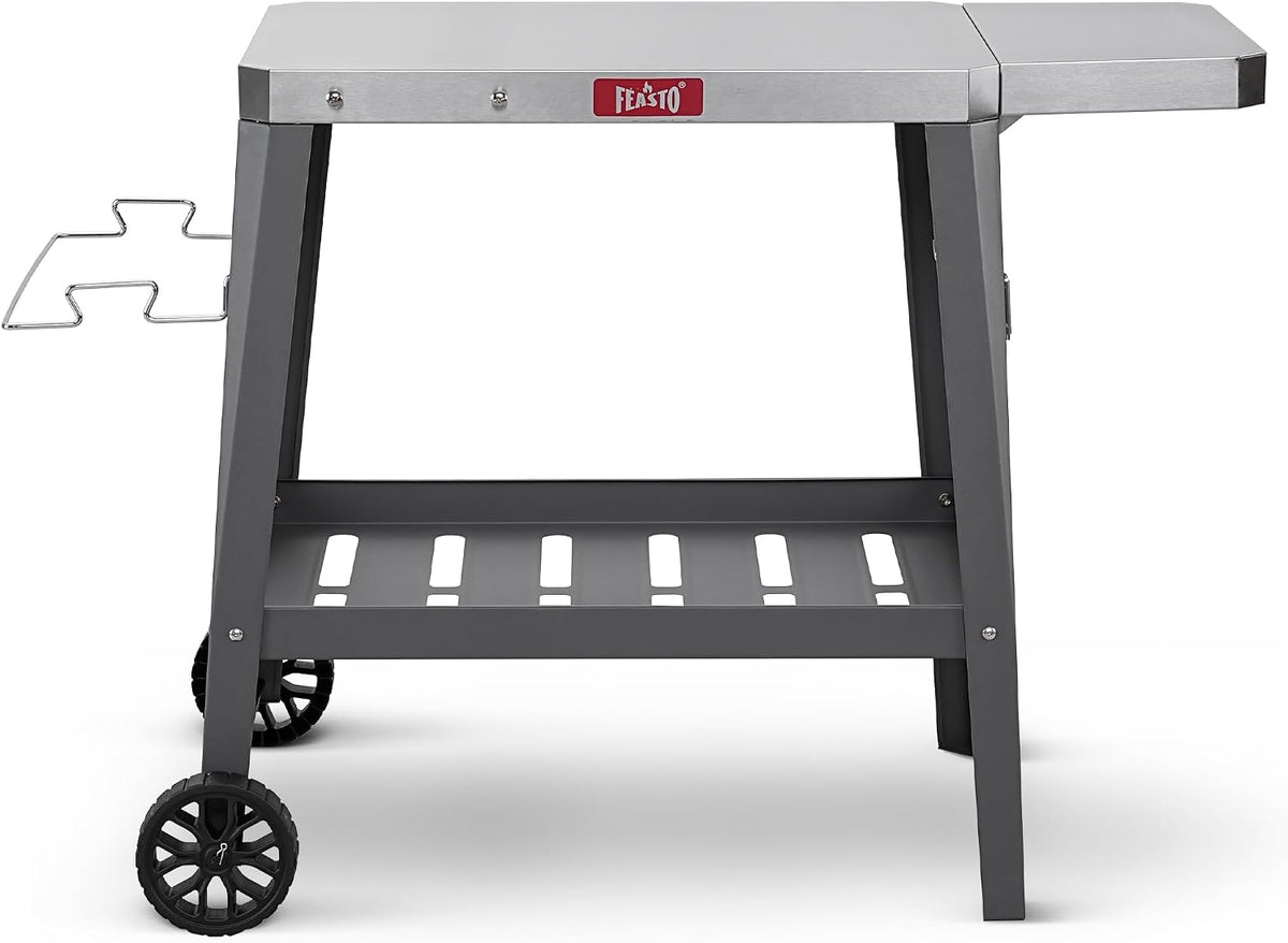 Feasto Grill Outdoor Tafel Winkelwagen, Pizza Oventafel, met wielen, Roestvrij Staal Aanrecht Kar, met Opvouwbare Verlengtafel