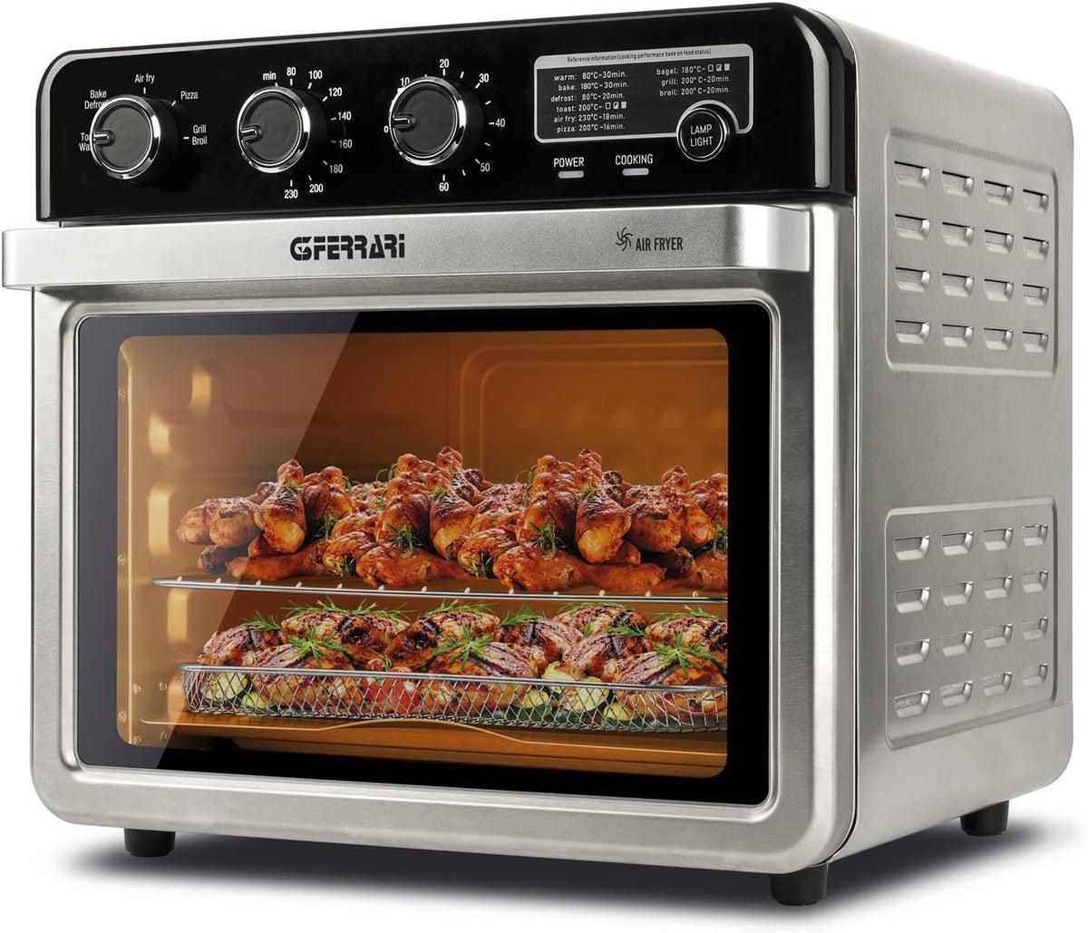 Airfryer G3 Ferrari G10221 Air Fryer Multifunctionele oven, 32 l, 2000 W, 5 kookprogramma's, 6 weerstanden, instelbare temperatuur tot 230 °C, display
