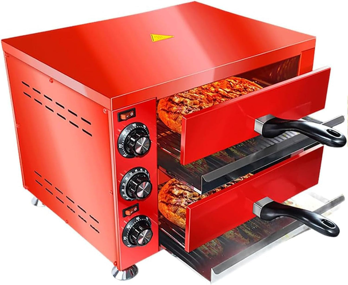 Pizzamaker Hydravex Aanrecht Pizza Oven Elektrische Binnen Pizza Oven, met Kijkvenster Commerciële Roestvrijstalen 2, met Timer, Lagen Pizzakoker