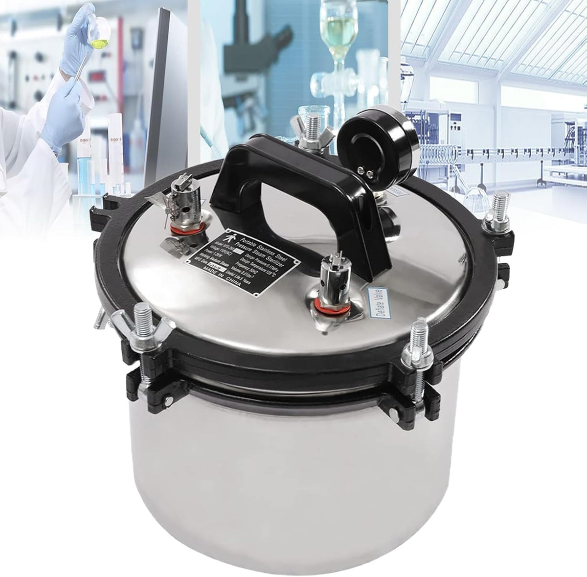 Autoclav Autoclaaf sterilisator, 8L roestvrijstalen laboratoriumapparatuur, Draagbare stoomsterilisator, voor glaswerk, Cultuur medium