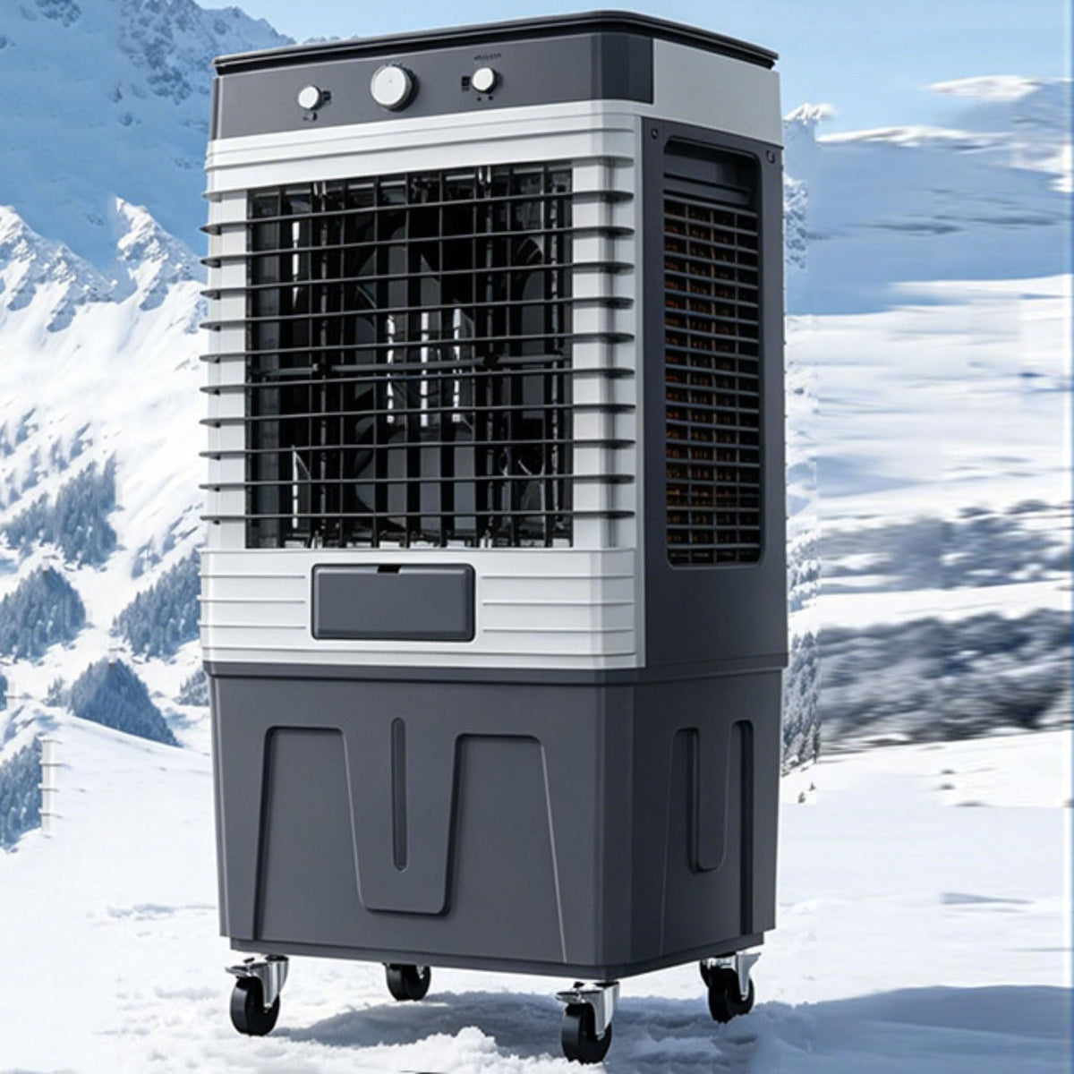 Sxzyhjyc Mobiele airco Draagbare airconditioner, 80 liter tank, 4 ijspakjes, 120 ° oscillatie, 38dB stille koeling, verdampingskoelventilator