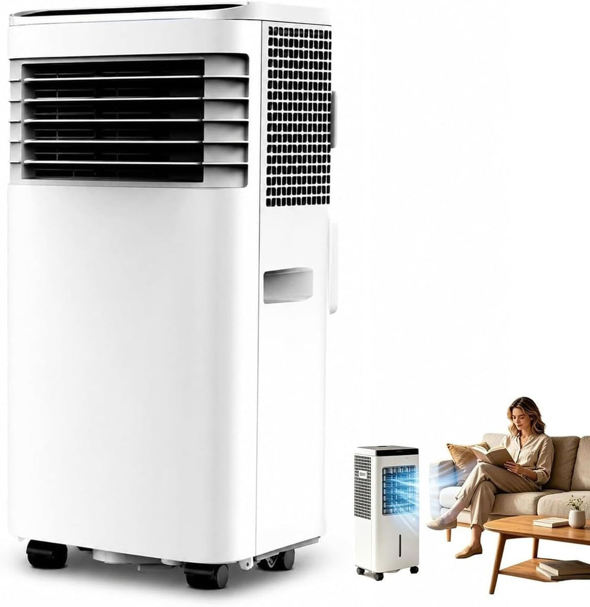Mobiele airco Renweiwei Draagbare Airconditioner, 3-in-1 Compressor Koelunit, Mobiel Airco app, voor Slaapkamer en Kantoor, Uitlaat Slang Inbegrepen