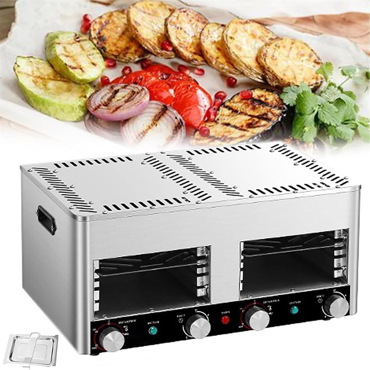 Stwbhw Elektrische kachel Steak Grill Oven, Verwarmt Tot 1472 Graden, 1700W(512mmx258mmx268mm), met Timer, Elektrische Steak Grill, Koken Steak, Kip