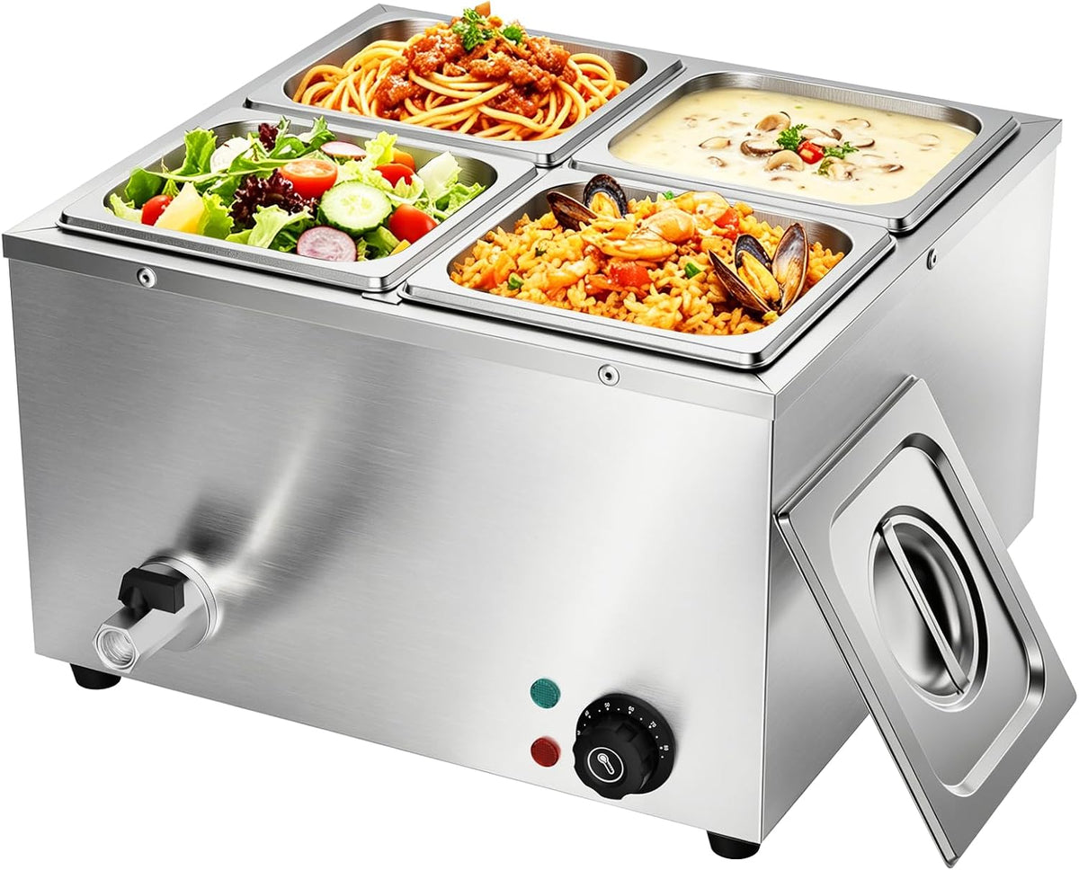 Taimiko Voedselverwarmer Professioneel elektrisch waterbad, incl, voor buffet van roestvrij staal