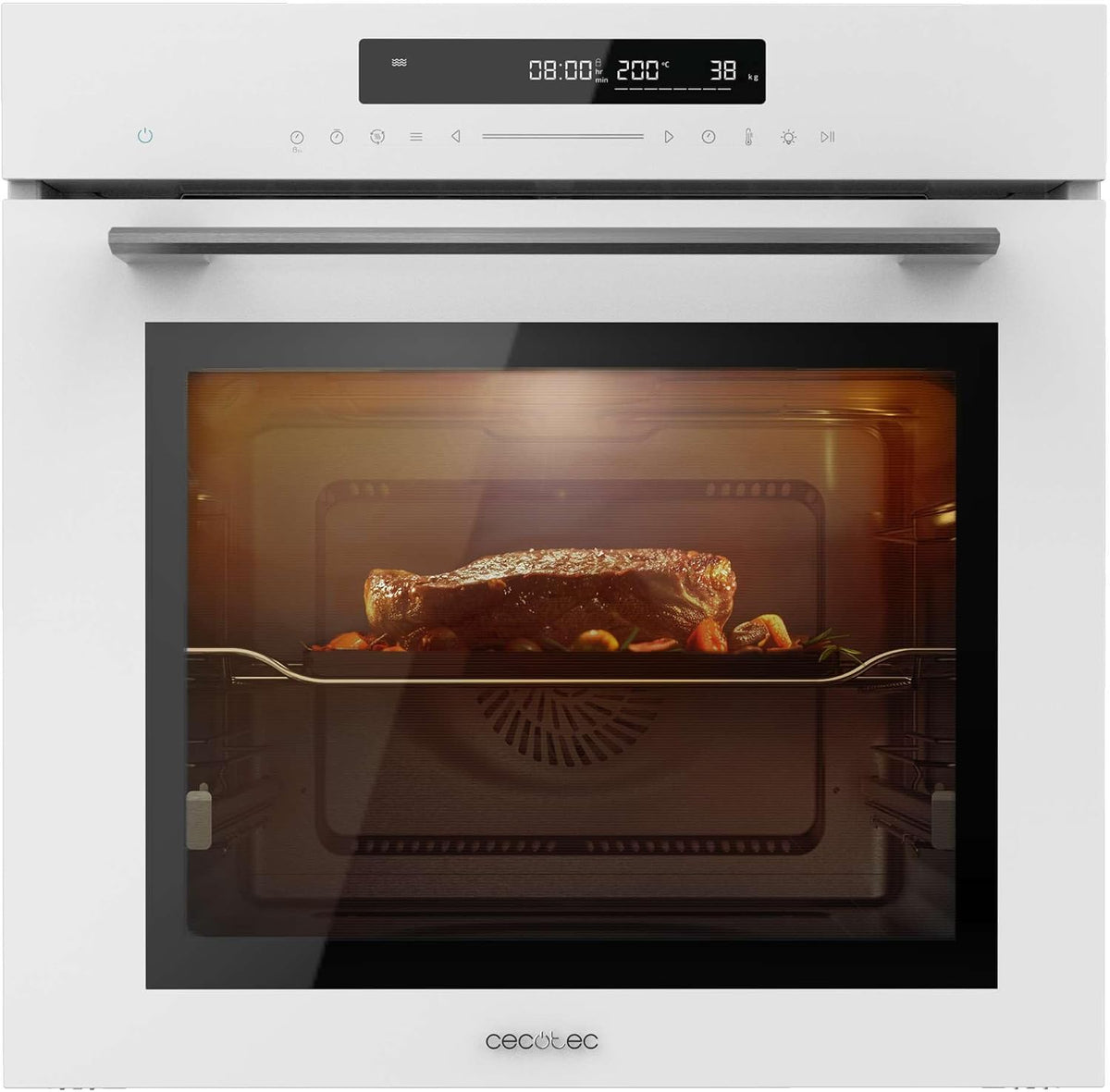 Cecotec Mini-oven Bolero Hexa SM406000 Ingebouwde oven, A+. 2900 W, 72 l, 12 functies, Electronic Timer, wit, glas, pizzasteen, Steam Assist