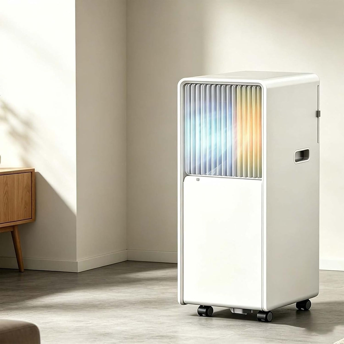 Mobiele airco Huanqin Draagbare Unit - 4-in-1 Inverter Airconditioner, 360° Zwenkwielen, met Koelen, Verwarmen, Ontvochtigen & Ventileren, Stofilter