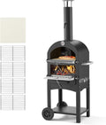 Vevor Pizzaoven, 30,5 cm pelletvuurovens, 2-laags pizza-oven op houtgestookte houtgestookte houtgestookte pizza-oven, met 2 verwijderbare wielen