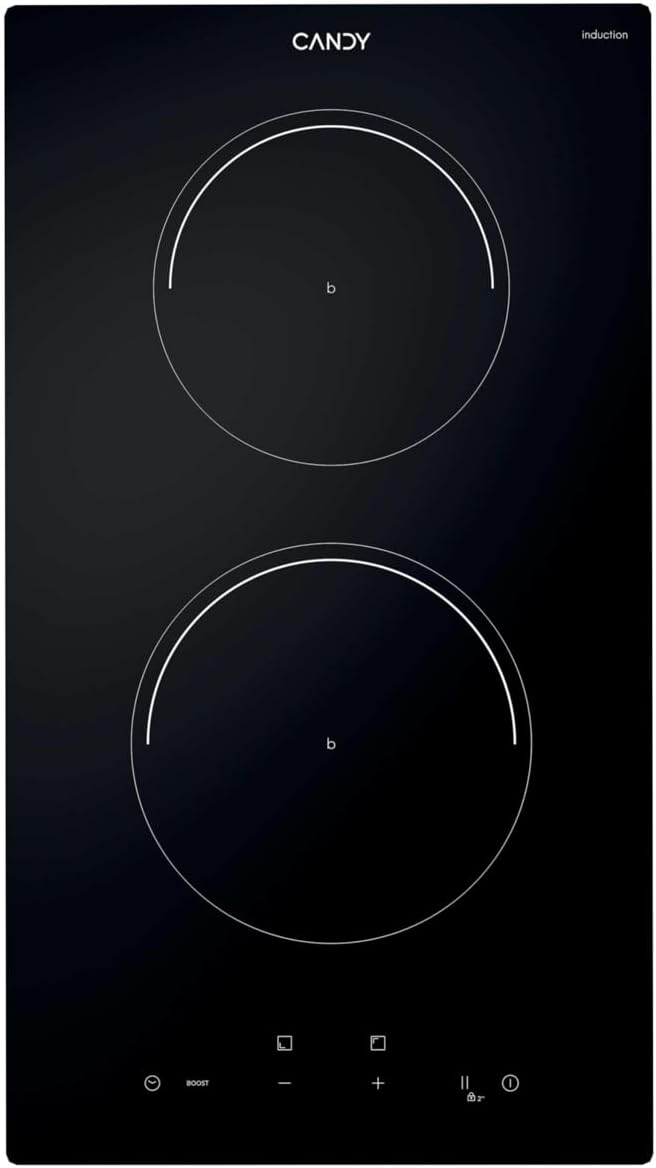 Candy Kookplaat CI32CBB Domino-inductiekookplaat, 30 cm, 3,5 kW, 2 zones, 9 vermogensniveaus, zwart, centrale bediening, warmteindicator