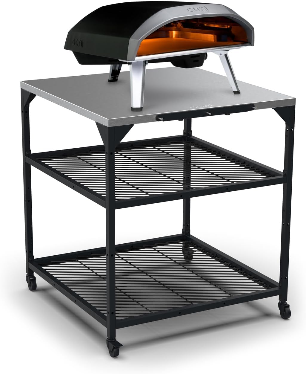 Ooni Tafels Grote modulaire buitentafel - 31x31x35 inch roestvrij, barbecuekar, buitenpizzastation