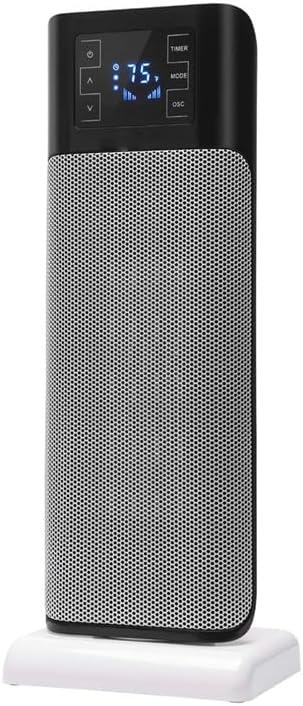 Elektrische kachel Avilia Digitale ventilatorkachel, 17 x 22 x 58 cm, grijs en zwart, toren, met verstelbare thermostaat