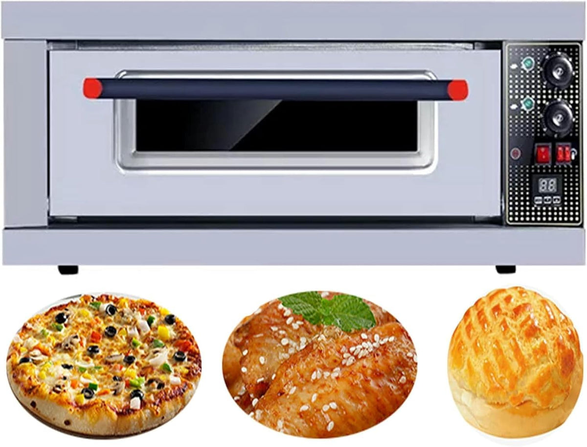 Xsdajsd Pizzamaker Commerciële aanrecht pizza oven, 220V 3200W roestvrijstalen elektrische pizza oven, enkele dek laag
