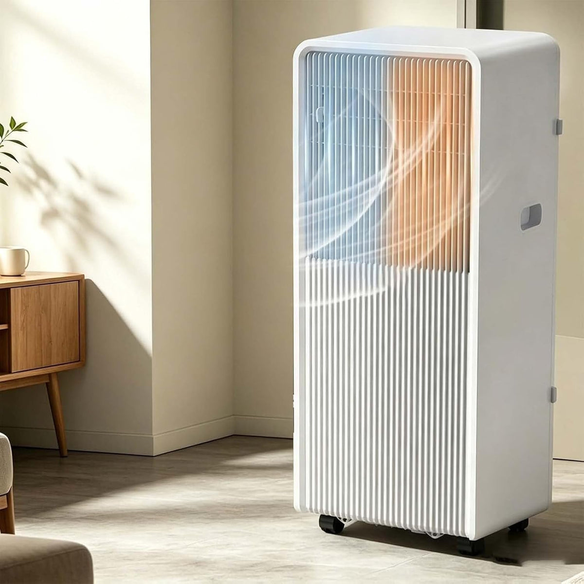 Mobiele airco Huanqin Amplitudo, 4-in-1 Inverter Koelunit, StofFilter en 360° zwenkwielen, met Koelen, Verwarmen, Ontvochtigen & Ventilator