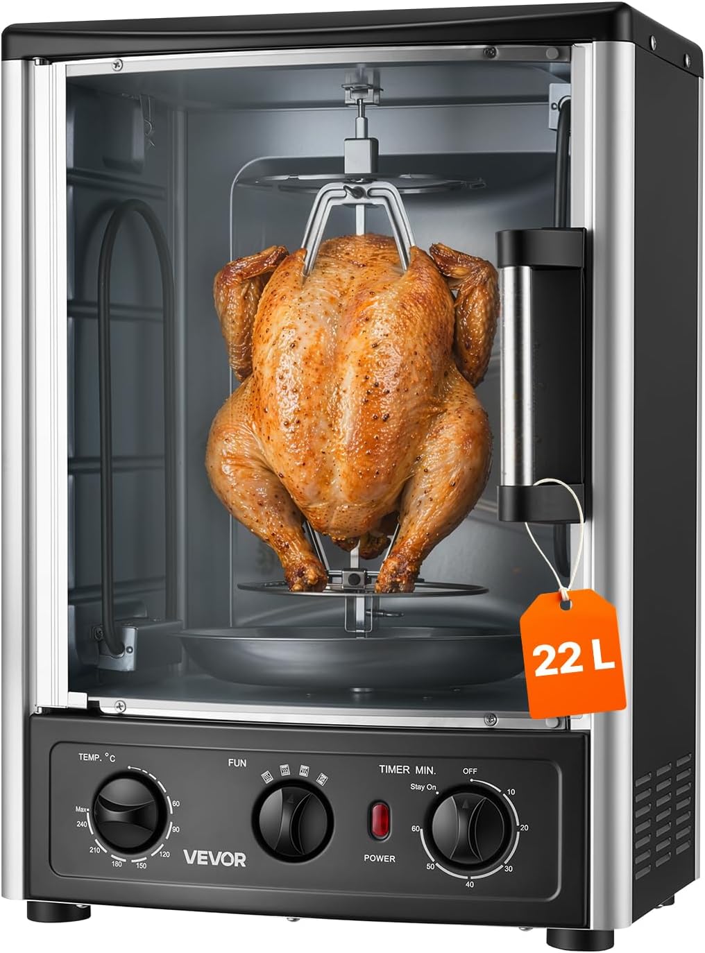 Vevor Rotisserie Shawarma braadpan, 22 l, 1500 W, verticale draaispies