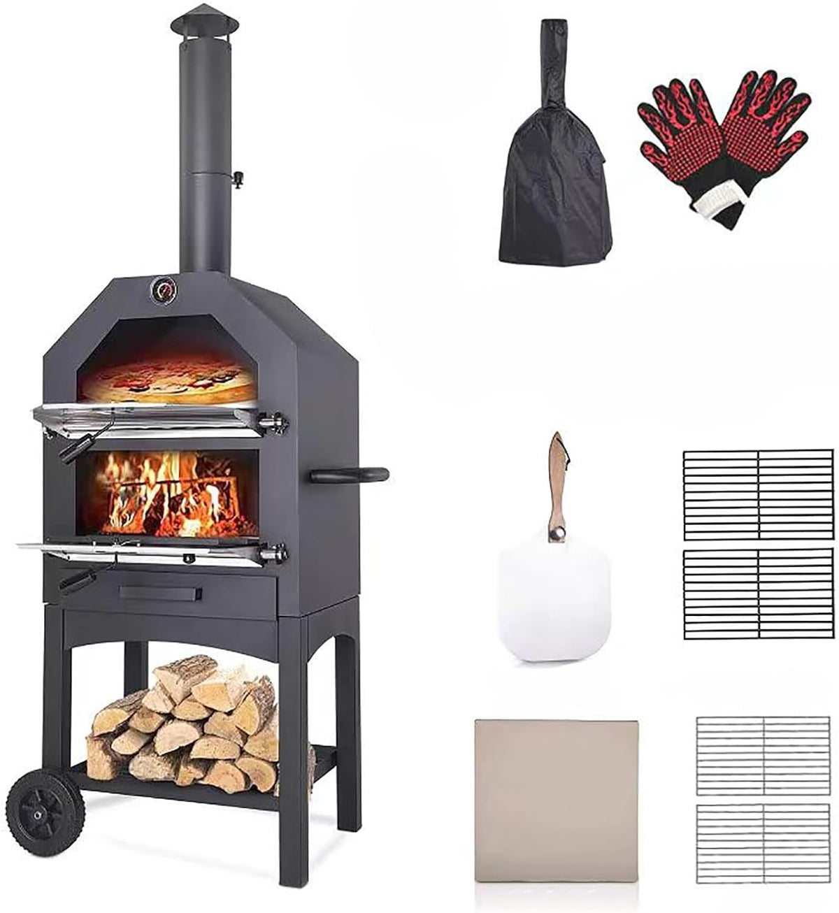 Pizzaoven Outdoor pizza oven, geschikt, pizza oven draagbare pizza maker, oven buiten, voor achtertuin en camping