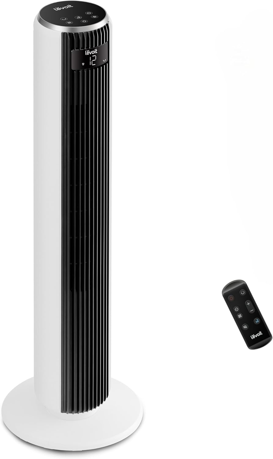 Levoit Ventilator 20 dB zeer stille torenventilator, 12 uur timer, 26 W, 7,9 m/s ventilator, 90° oscillerende torenventilator, 4 modi, 12 snelheden