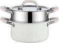Stomers Aizyr Roestvrijstalen stoomboot, 24 cm, met 2 niveaus, voorraadpot, met stoomboot, kookpot, kookgerei, voor gas, inductiekookplaten