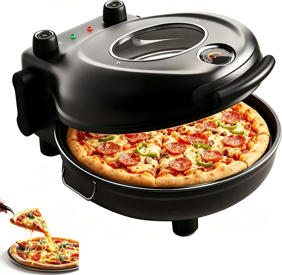 Pizzamaker Elektrische Pizza Oven 1200w, Countertop Pizza Maker, voor het bakken