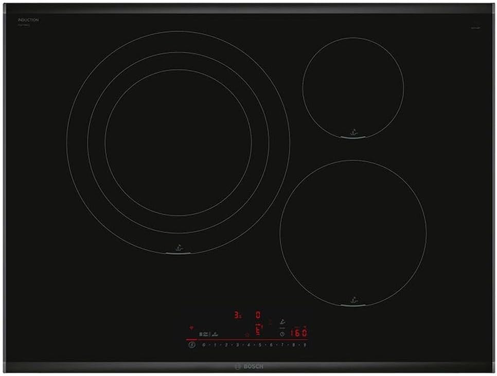 Bosch Kookplaat Inductiekookplaat, 70 cm, serie 6, 3 kookzones, PID775HC1E, zwart, Elektronica DirectSelect, PerfectFry Plus, Home Connect