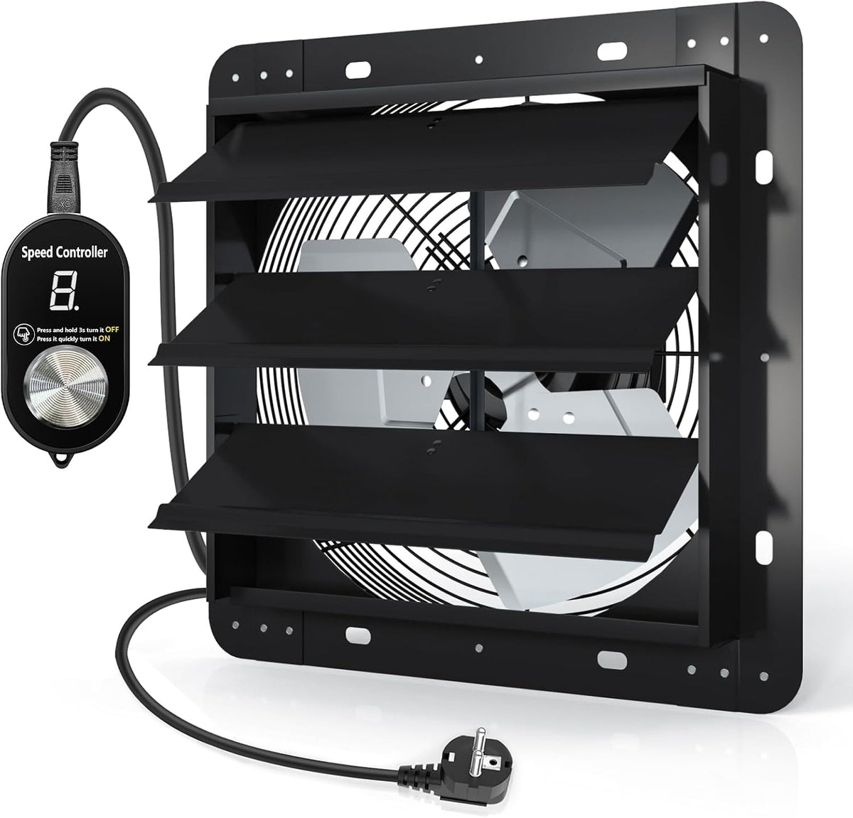 Aygrochy Ventilator 300 mm regelbare afvoerventilator, 1650 m3/u, industriële wandventilator, ventilatie en koeling, voor kassen