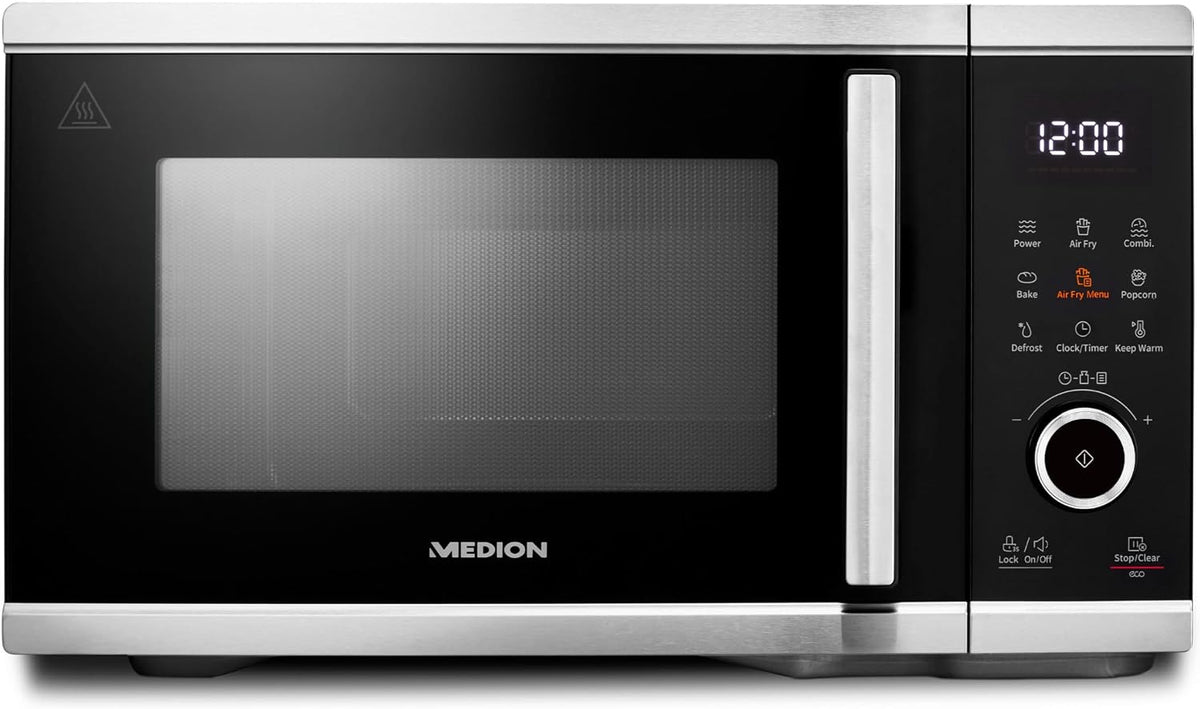 Medion Airfryer Magnetron, met heteluchtfriteuse (3 in 1, 25 liter, 1500 watt hetelucht, 900 watt magnetron, 9 automatische programma's, MD11499)