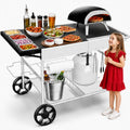 Grill Force Pizzaoven Pizza Oven Tafel, Met Pizza Topping Station, Beweegbare Pizza Oven Stand, Outdoor Grill Tafel Winkelwagen