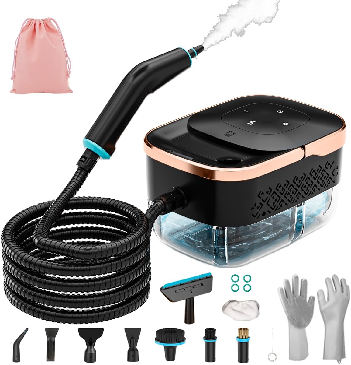 Stoomreiniger Bestbuy8 Handstoomreiniger, 4 bar onder druk stoomreiniger, met 11 accessoires, 15s snelle opwarming en 6 niveaus instelbaar, vet, bank