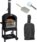 KuKoo Pizzaoven Buiten Pizza Oven Draagbare Houtskool BBQ Tuinsmoker Pizza, Inclusief Gratis Beschermhoes, Pizza Peel, Steen en Snijder