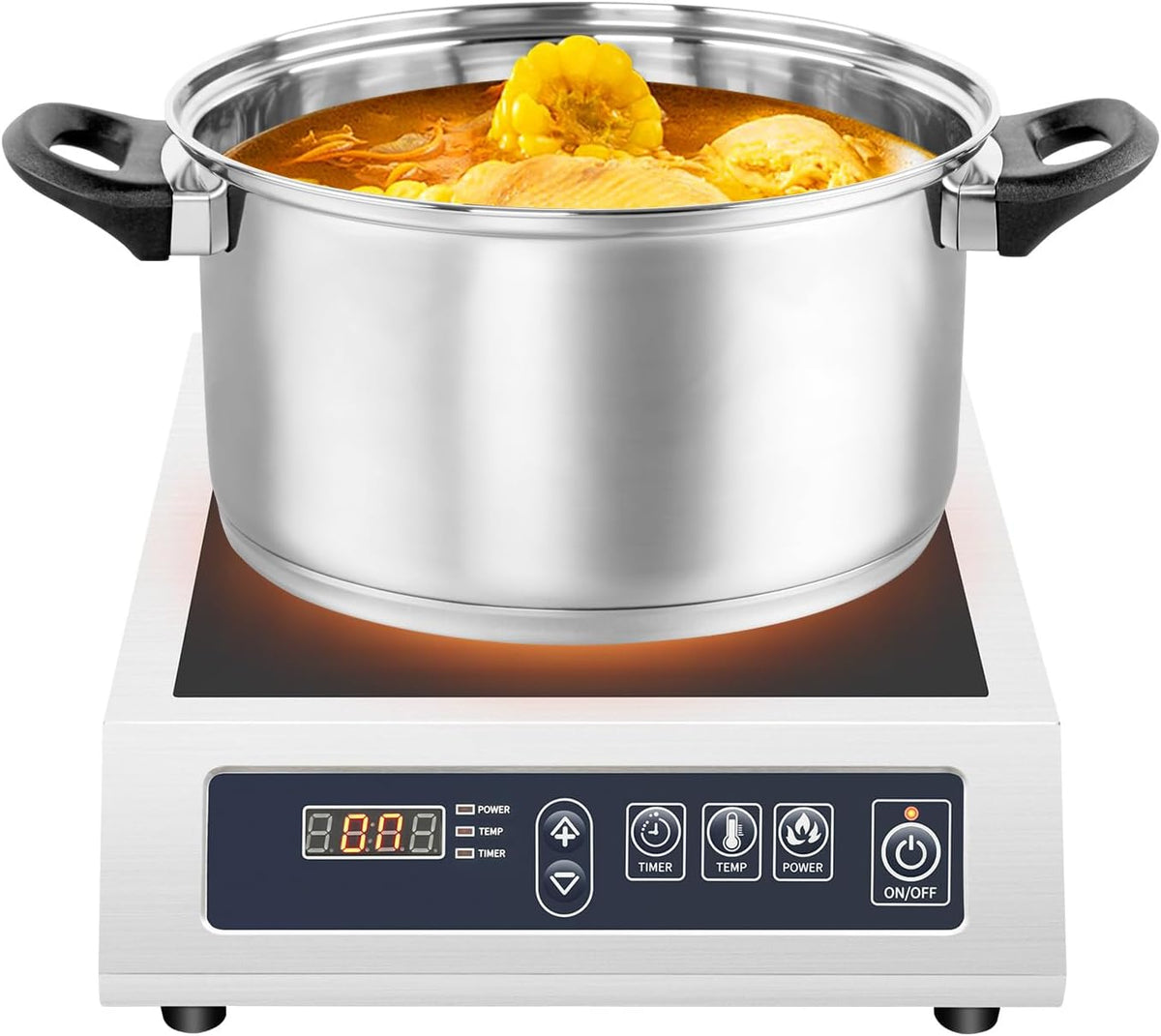 Guoked Kookplaat Commerciële inductiekookplaat, 220-240 V, 1 plaat, met 10-temperatuurtransmissie, professionele inductiekookplaat, voor huiskeuken