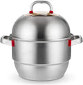 Labladuo Grill Roestvrijstalen stoomboot, roestvrijstalen diameter stoomboot dubbele stapel, stoom soeppan en stoomboot werken, met gas