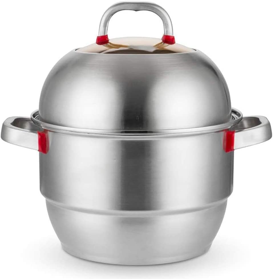 Labladuo Grill Roestvrijstalen stoomboot, roestvrijstalen diameter stoomboot dubbele stapel, stoom soeppan en stoomboot werken, met gas