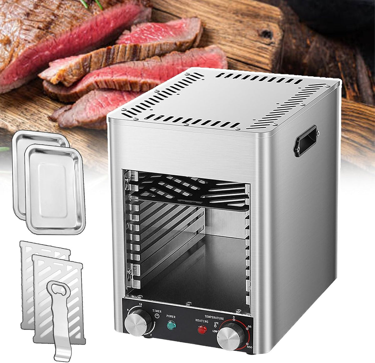 agreilduite Grill Steak Oven Commerciële Elektrische Oven, Grill Steak Machine - 800°C Temperatuuraanpassing - 10min Timing, Commercieel-10-laags