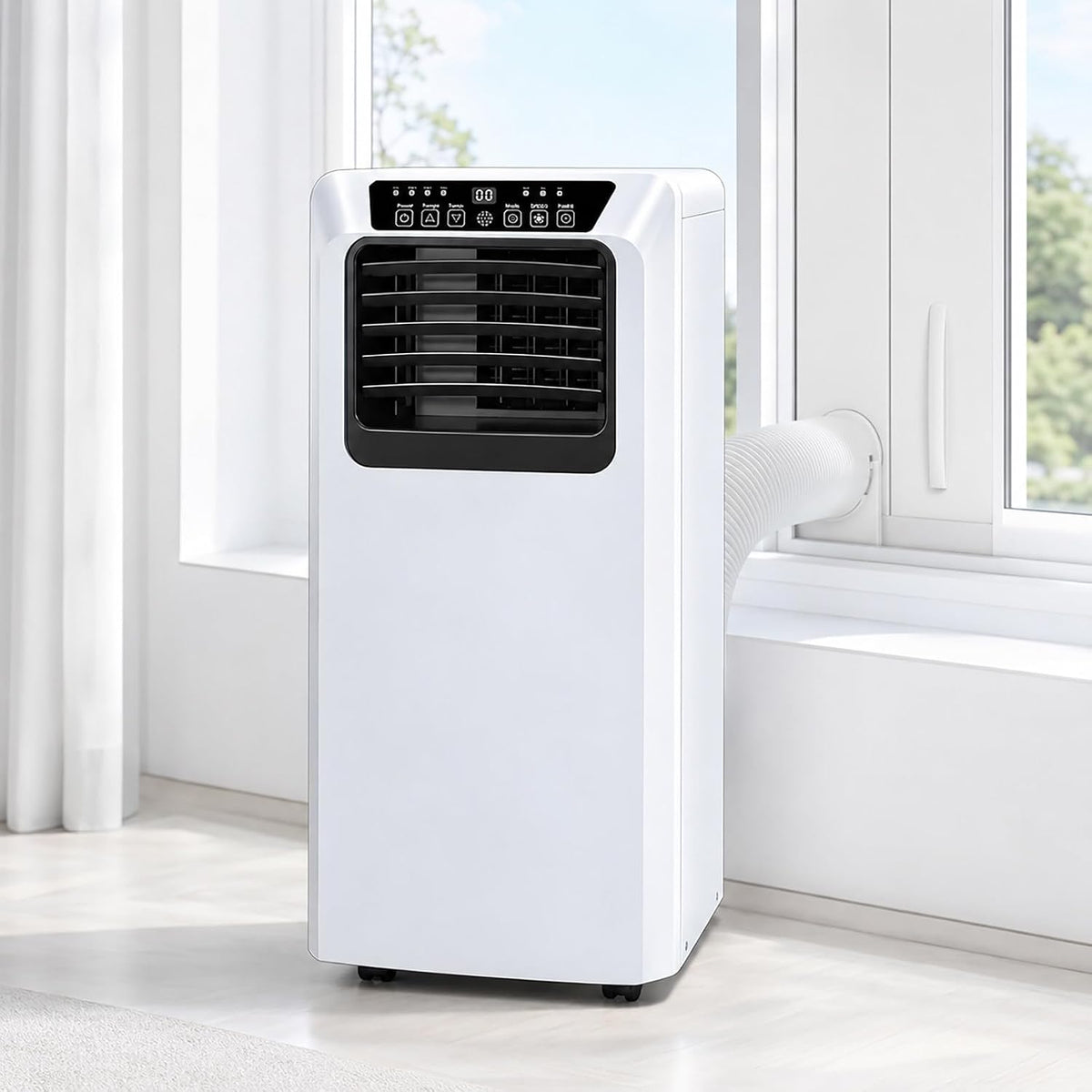 Mobiele airco Beachtiful 9000 BTU, 24-uurs timer, 3-in-1 (koelt 20 m2), afstandsbediening, stille airco, met ventilator en ontvochtiger, led-display