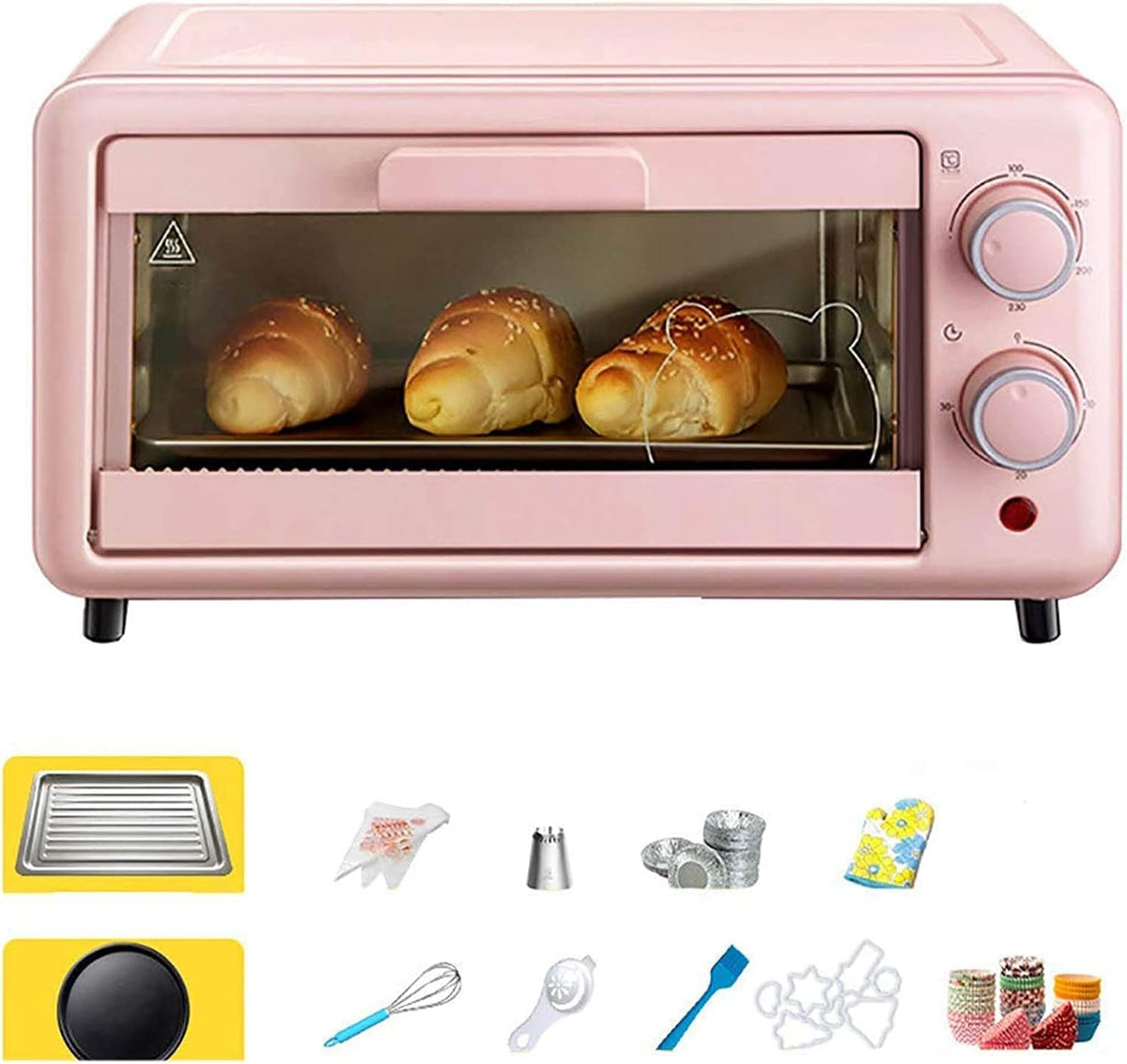 Gdhkddfl Mini-oven Slimme, 10L Intelligente Timing Temperatuurregeling Elektrische Mini Oven, Geschikt, Inclusief Bakpan Grillrek, voor Thuis Bakken