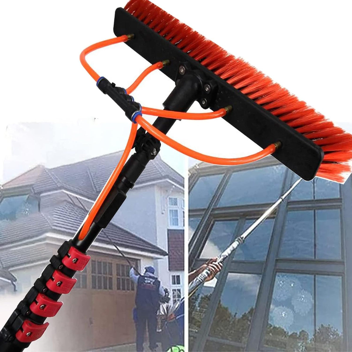 Gthtuhfd Raamtrekker Gereedschapsset, 30cm-7.2M/24FT, Voor Ramenreiniging, Watergevoede Telescoopsteelset, Gecombineerde Ramenwasser, Auto