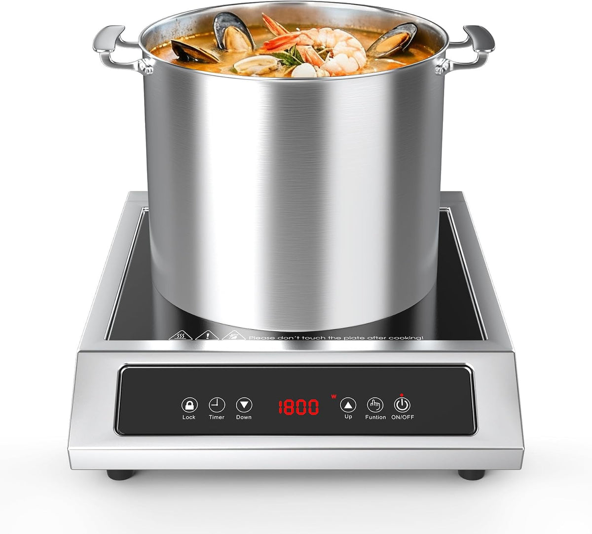 Anhane Kookplaat Draagbare inductiekookplaat, 3 uur timer, 1800 W, 9 temperatuurniveaus, elektrische kookplaat, voor aanrecht, aanraakpaneel