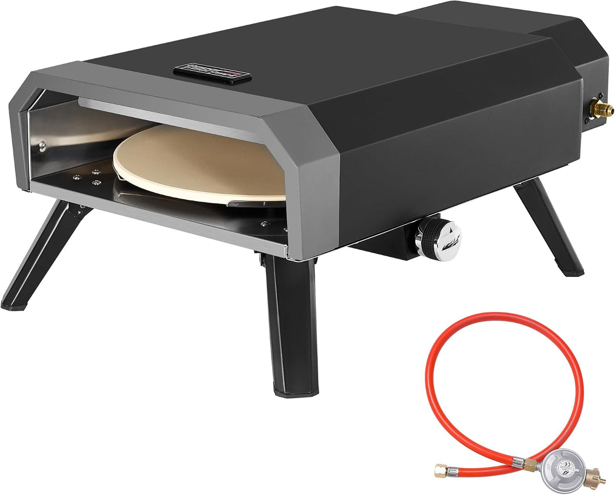 Royal Gourmet Pizzaoven Pizza oven compacte gas-pizza grill, incl. pizzasteen 4 kW gasoven, met gasslang & regelaar oven, met klappoten
