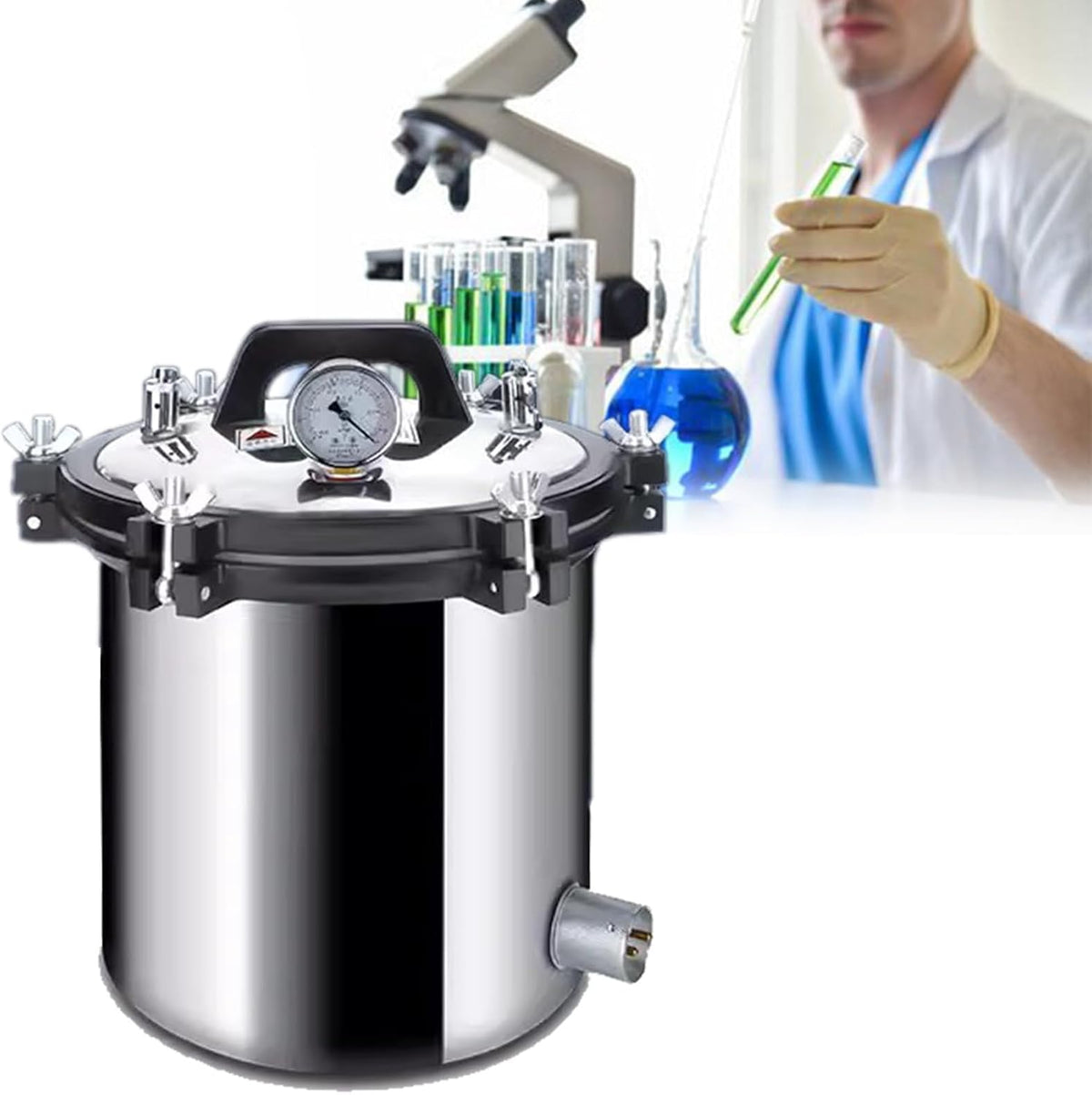 Instrumentsterilisatiebakk Draagbare Stoomsterilisator, Hoge drukautoclaaf, voor Medisch, Tand- en Laboratoriummateriaal, Roestvrij staalbouw