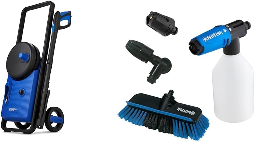 Nilfisk Hogedrukreiniger 128471271 Core 140 bar, blauw & Nilfisk Click&Clean autoreinigingsaccessoireset, voor hogedrukreinigers