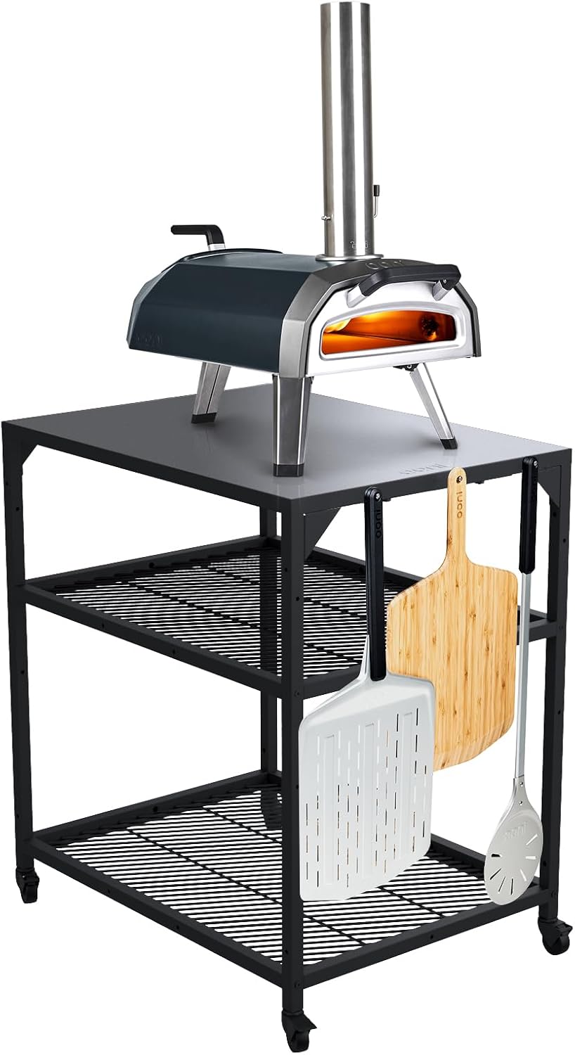 Ooni Grill Modulaire Tafel Medium, Buitenpizza Oventafel (60 x 80 x 90 cm) gemaakt van gepoedercoat koolstofstaal, met 12′′ en 16′′ ovens, Compatibel