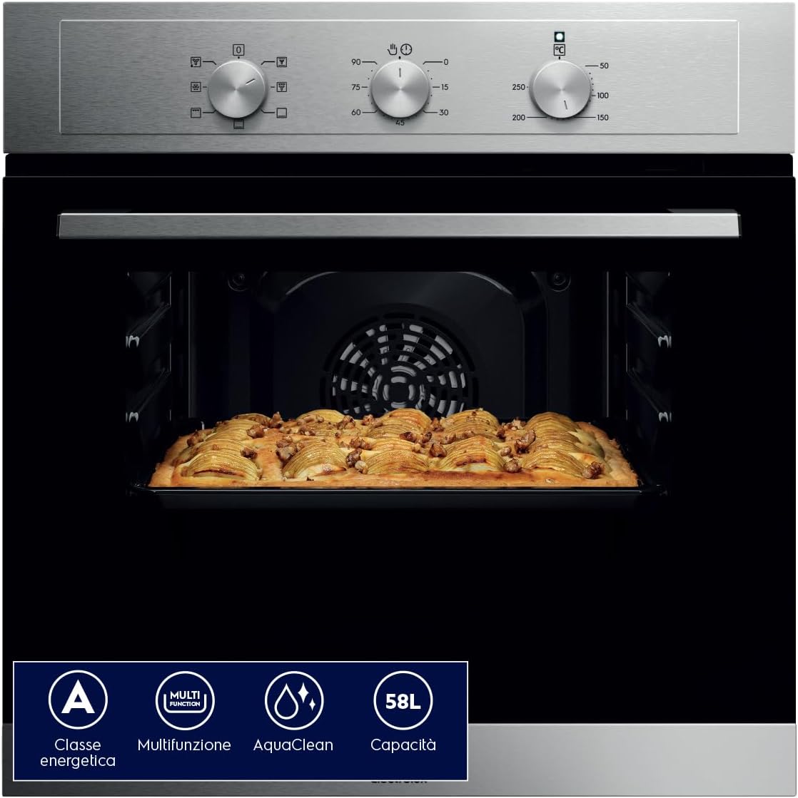 Mini-oven Electrolux Serie 300 Multifunctionele inbouwoven, inhoud 58 l, 590 x 594 x 560 mm, EOH2H00BX klasse A, roestvrij staal, anti-vingerafdruk