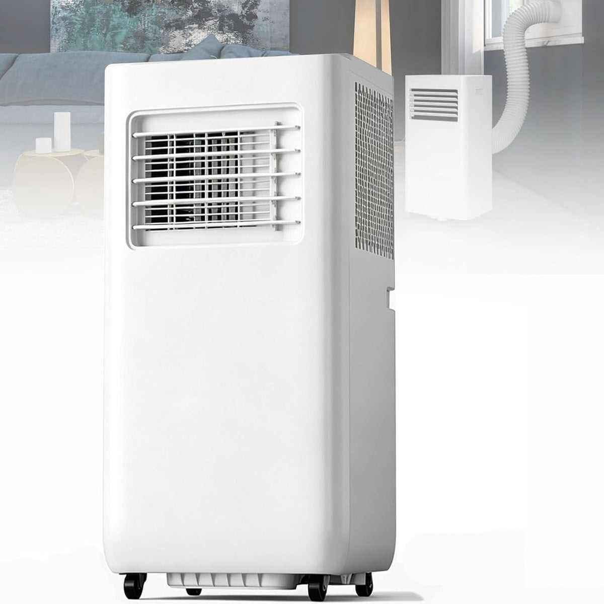 Mobiele airco Huanqin, krachtige 14000 BTU airconditioning unit, 4-in-1 luchtkoeler, 11000but, zonder buitenunit, met afstandsbediening, voor thuis