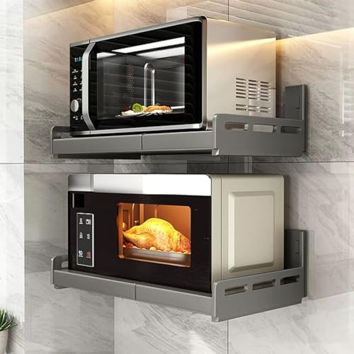 Magnetron Heavy Duty roestvrijstalen wandgemonteerde keukenplanken, set van 2 commerciële rekken, voor magnetron, oven, restaurant en baropslag