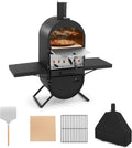 Komfotteu Elektrische kachel Pizzaoven, 2 lagen, voor buiten, draagbare houtkachel, met draagtas, pizzasteen, pizzaschep, grill, thermometer, camping