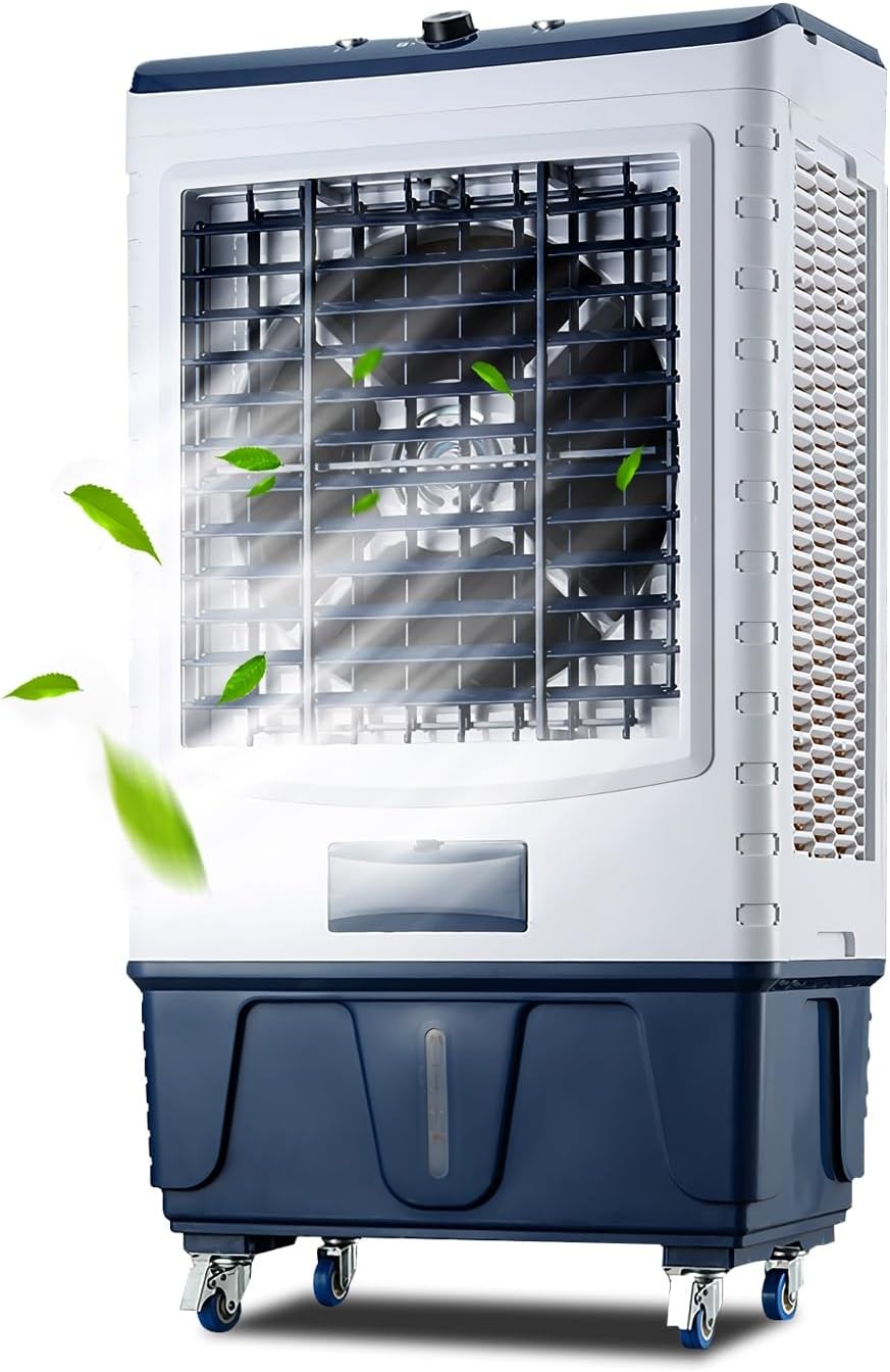Mobiele airco Commerciële verdampingsluchtkoeler, met 3 snelheden, 120 ° oscillatie, moeraskoeler-airconditioner, grote watertank, voor buitenruimte