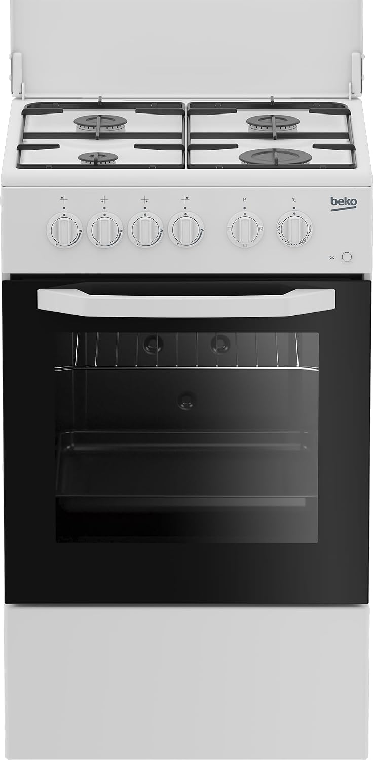 Beko Grill, Keuken 50 x 50 cm, CSS42014FW, met 4 gasbranders en grills, afmetingen HxBxD: 85,0 x 50,0 x 50,0, kleur: wit, klasse A