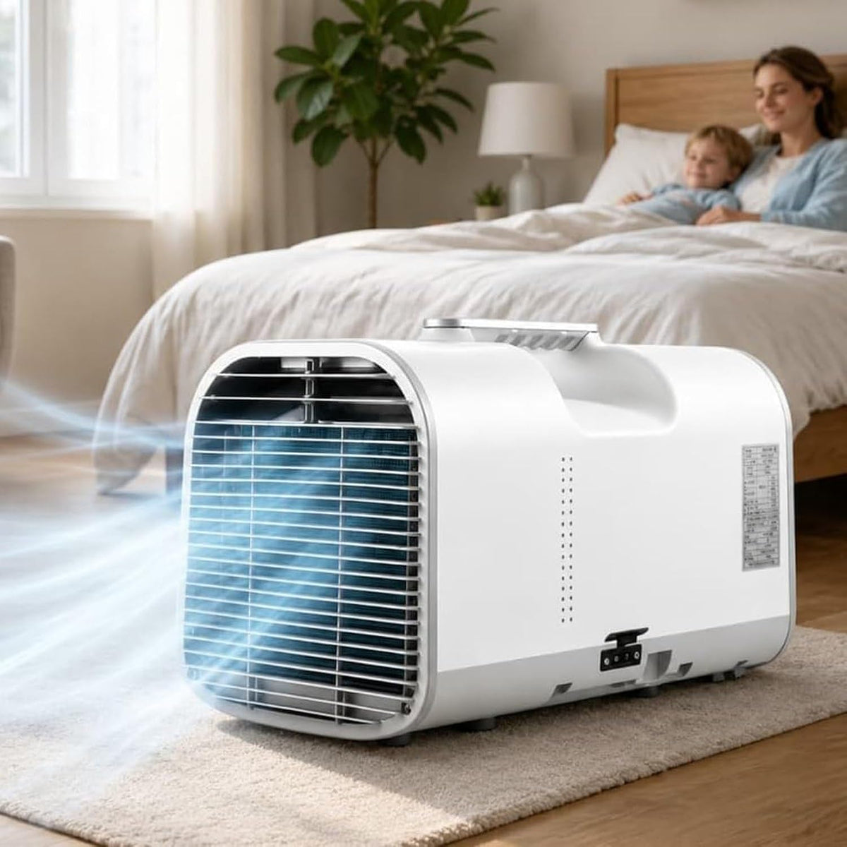 Houxinz Mobiele airco Draagbare 4400 BTU 4-in-1 Luchtkoeler, 42 dB Stil, 1300W, Zelfverdampend Koelapparaat, met Draaghandvat