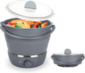Kookplaat drizzle Opvouwbare elektrische reizen hot pot - dubbele spanning, Food Grade Siliconen Kookgerei Kokend Water Stoomboot