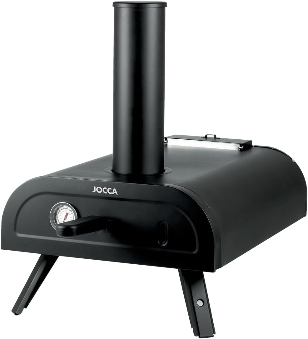 Jocca Elektrische kachel, 33 cm, Pellet-pelletkachel tot 450 °C, draagbare pizza-pelletoven, veelzijdige oven, voor pizza, vlees, vis, groente