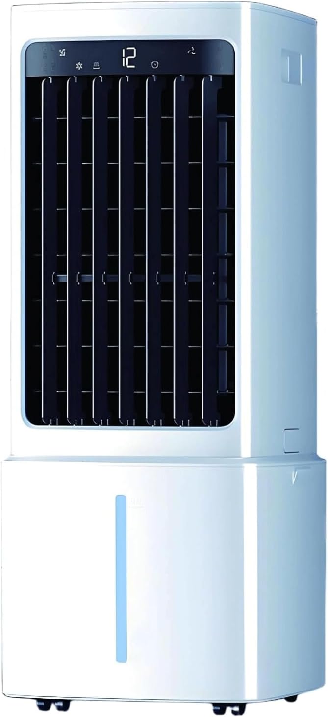Mobiele airco Draagbare airconditioner verdampingskoeler, 35 dB stille koelventilator, met watertank 12 liter, 2 ijspakketten, 3 snelheden, voor thuis